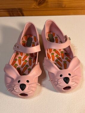 Mini Melissa Pink Bunny Mary Janes with Carrot Insole